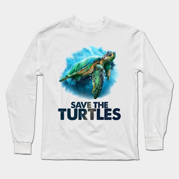 Save The Turtles! Clean Ocean Gift Long Sleeve T-Shirt by Jamrock Designs